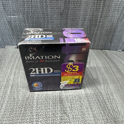 Imation 3.5'' Floppy Disks Diskettes 10 Pack IBM Formatted 1.44MB 2HD New Sealed