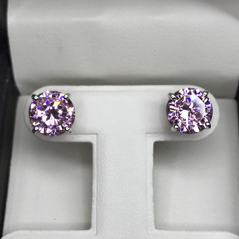 5Ct Studs Diamond Earrings Fancy Pink Round Man Made 14k Solid Gold eBay