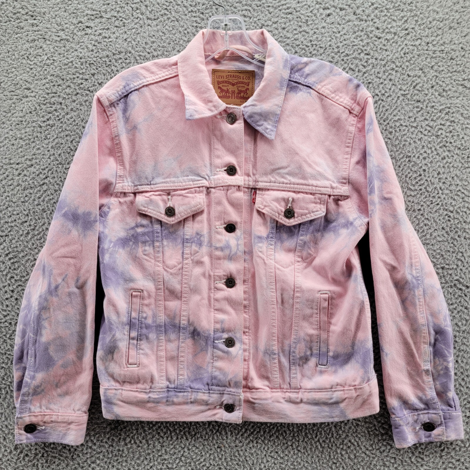 Levi's Women's Denim Trucker Jacket Pink Purple Tie Dye Ex Levi's Women's Denim Trucker Jacket Pink Purple Tie Dye Ex
