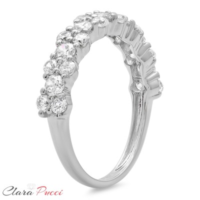 Pre-owned Pucci 0.9ct Round Cut Vvs1 Simulated Diamond Promise Anniversary Band 14k White Gold In White/colorless