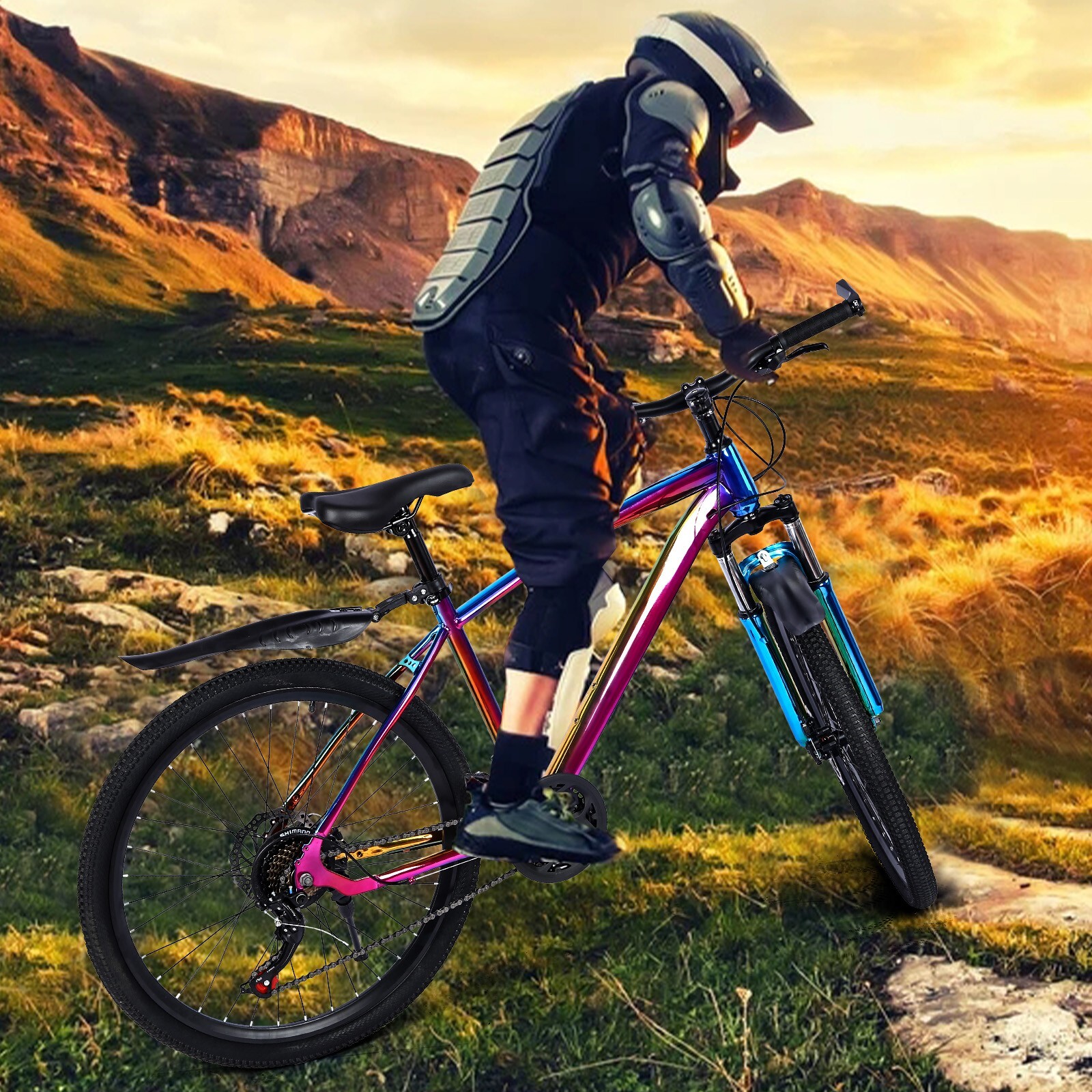 27.5 Inch Mountain Bike With 21 Speed Dual Disc Brakes Full Suspension Non-slip