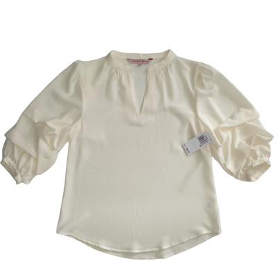 Willow Drive | Women's Printed Split-Neck Top Whisper White | XS