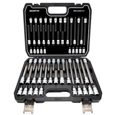 HASKYY 32tlg Torx Steckschlüssel Satz T25-T80 Innen Nüsse Bits Werkzeug Set Nuss
