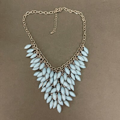 Blue Silver-tone Chains Fashion Jewelry Bib Necklace NWOT