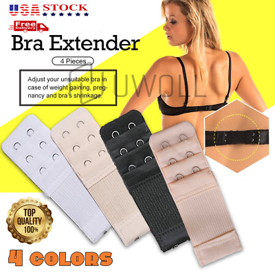 4Pcs Adjustable Bra Extender Back Clips Hooks Elastic Underwear Strap  Extension