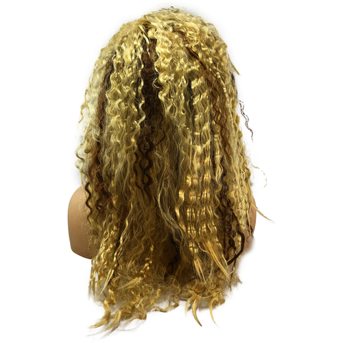 80's Crimp Blond Rocker Wig Duo Color Hair Band Halloween Rock Star Frizzy Hair
