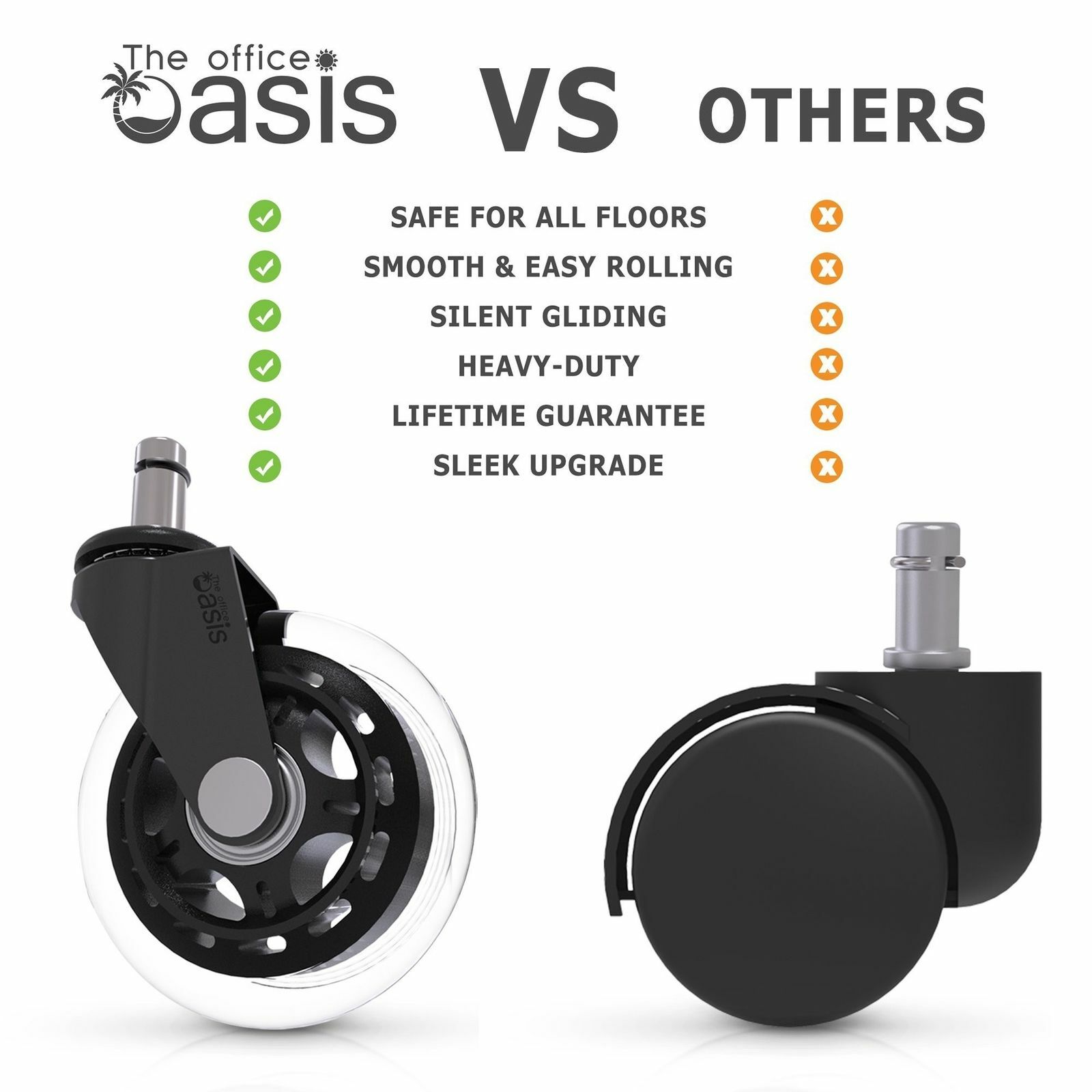 Office Oasis Office Chair Caster Wheels (Set of 5) - Heavy Duty