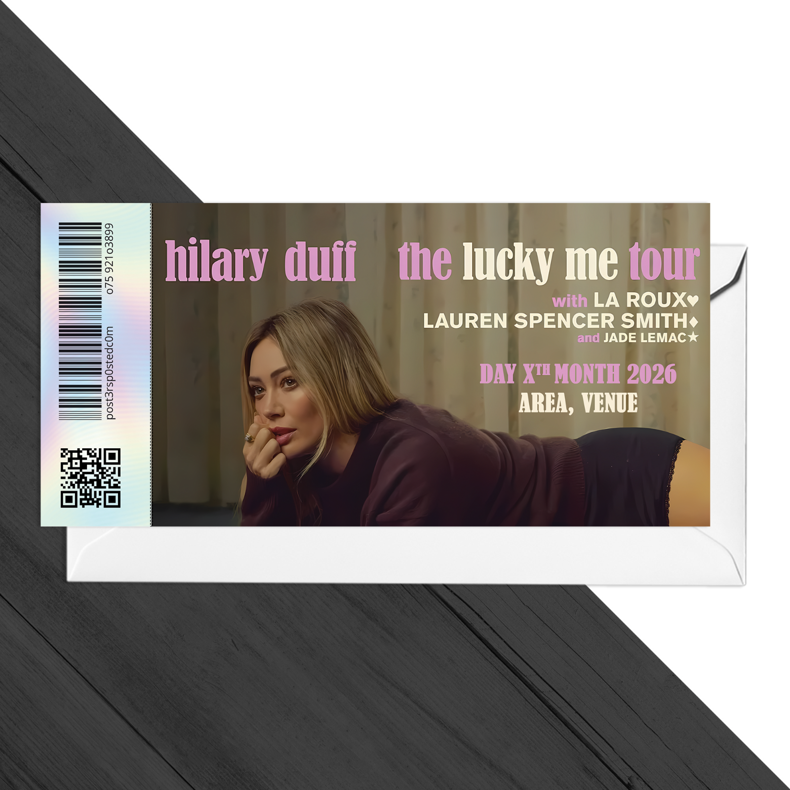 Hilary Duff Mock Ticket The Lucky Me Tour 2026 Surprise Souvenir Gift Reveal