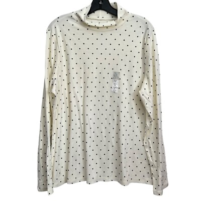 Long-Sleeve Croft & Barrow Classic Mock Neck Top XXL Polka Dot shirt. NWT