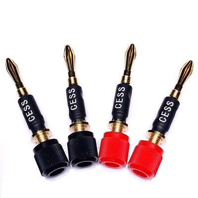 CESS-061 Spade Fork Binding Post to Banana Plugs Amp Speaker Adapter, 4 Pack