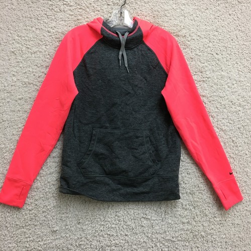 Nike Hoodie Medium Adult Gray Therma Fit Raglan Sweatshirt Pullover Womens M
