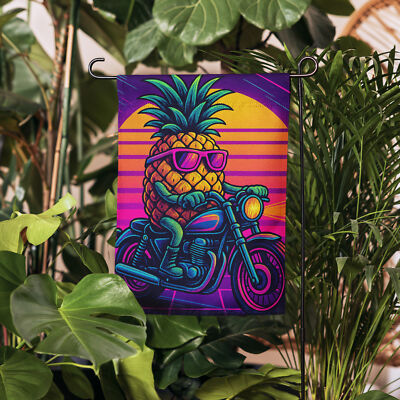 Retro Pineapple Biker Neon 90s Motorcycle Garden flag Printed USA