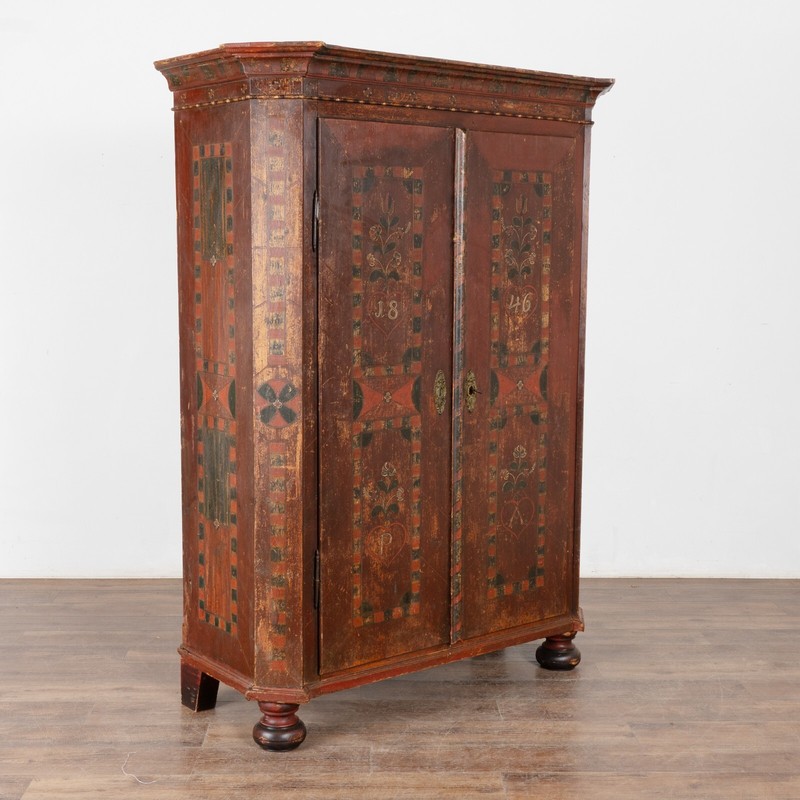 Original Hand Painted Two Door Armoire dated 1846, Hungary