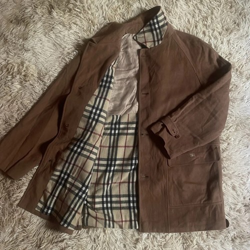 ジャケット・アウター BURBERY LONDON WOOL COAT Women's BURBERRY BRIT Tweed Wool Plaid Coat Full Zip Jacket