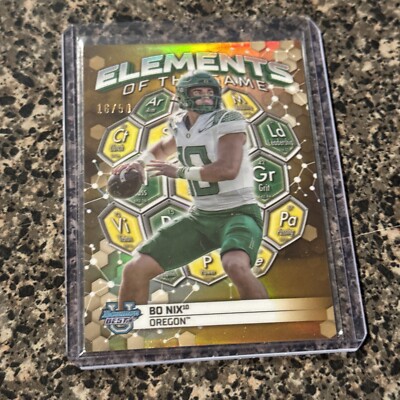 2023 Bowman's Best University - Elements of the Game Gold  ETG-4 Bo Nix /50 (RC)
