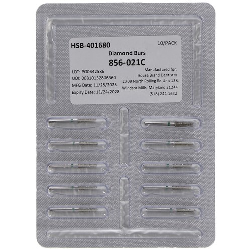 House Brand Dentistry 401680 FG 856-021C Round Taper Coarse Diamond Burs 10/Pk