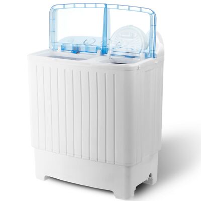 Compact Washing Machine Top Load Twin Tub Laundry Spin 17.6 lbs Dryer Washer