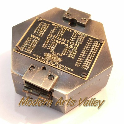 Antique Style Brass Hexagon Brunton Compass Collectible Gift