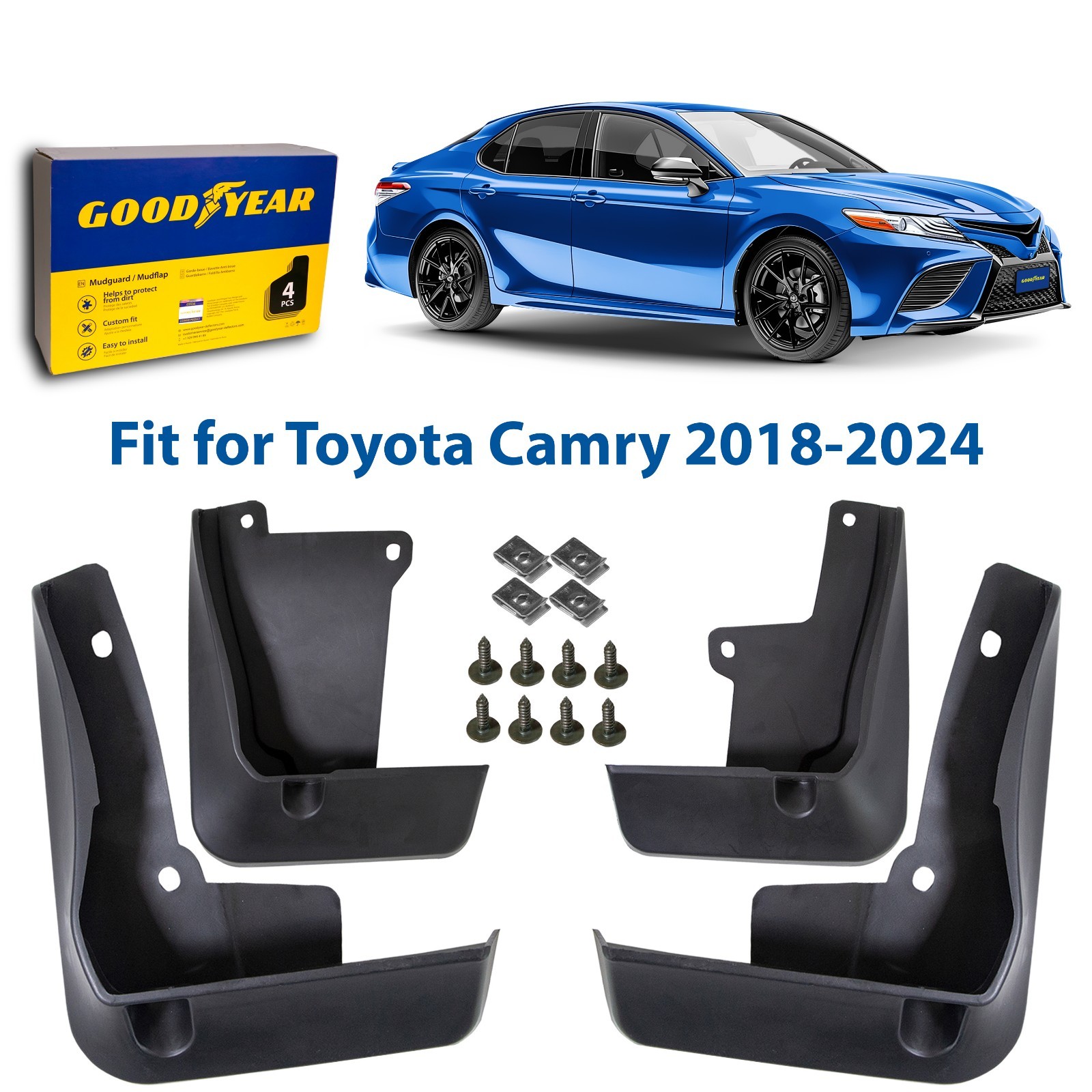 Accessories Mud Flaps 4 pcs set for 2018-2024 Toyota Camry