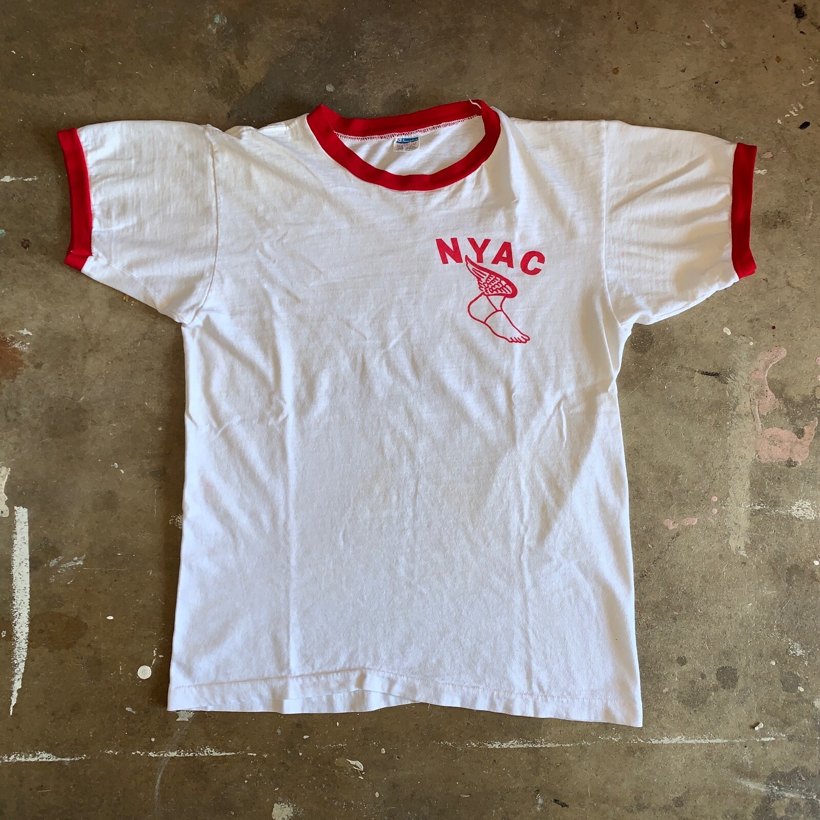 70s - 80s VINTAGE NEW YORK ATHLETIC CLUB NYAC RINGER T-SHIRT SZ S