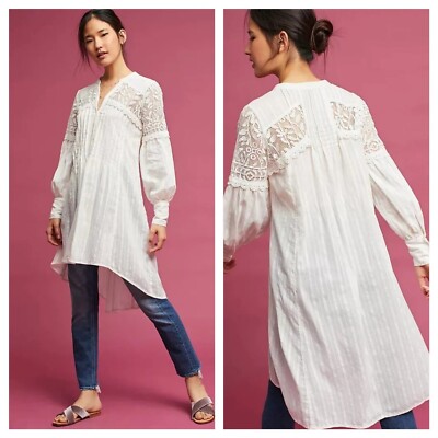 Feather Bone by Anthropologie WOmens Tunic Lucille Pintuck Lace Size XS Boho