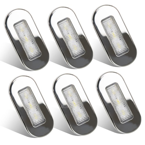 6x 12V Cold White Submersible Tail Lamp Boat Navigation Light Bar Pontoon Kayak
