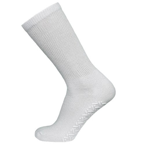 Non-Skid Diabetic Crew Socks, Non Binding Top Therapeutic Cotton Gripper Socks