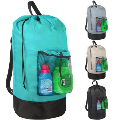 Laundry Bag Backpack With Shoulder Straps And Mesh Pocket Clothes Hamper Bag Wit