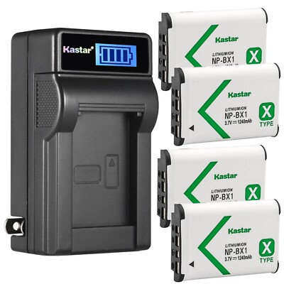 Wall Charger & 4 Battery for HDR-AS10 AS15 AS20 AS30 AS50 AS50R AS100V AS200V