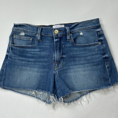 Frame Shorts Womens 26 Le Brigette Denim Cut Off Casual Stretch Distressed