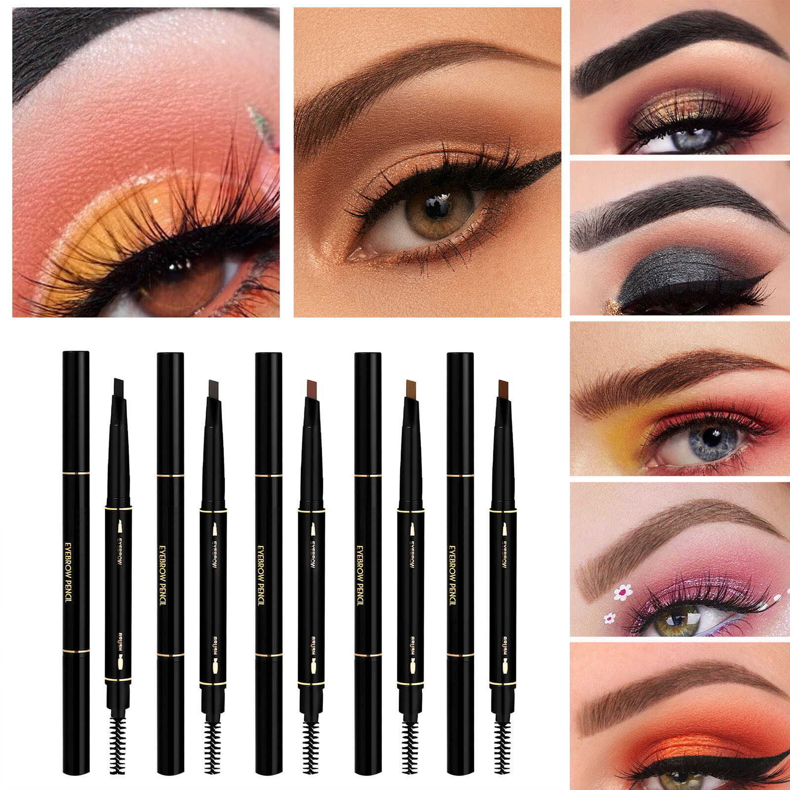 Triangle Shaped Automatic Eyebrow Pencil With Double Ended Brow Highlighter