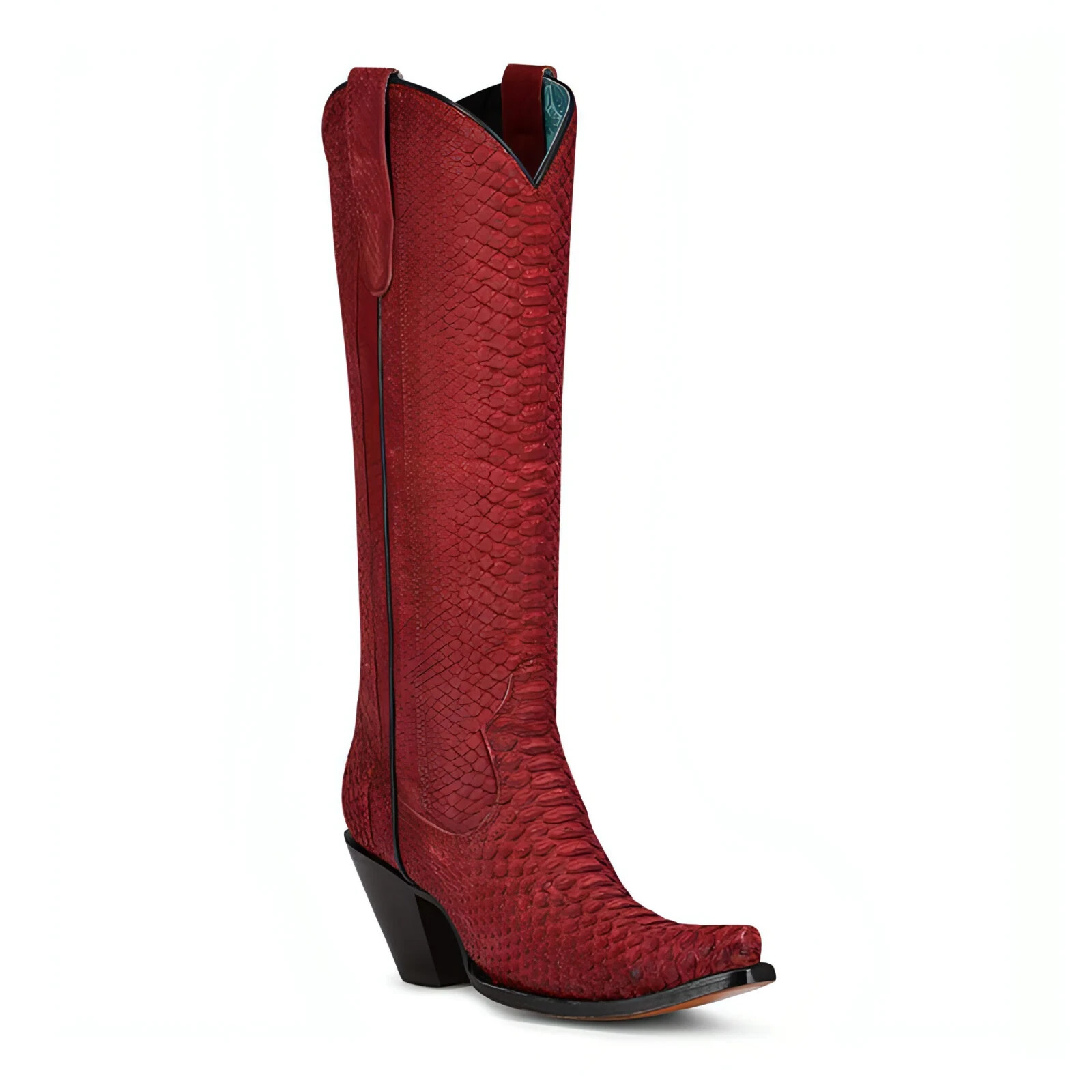 Pre-owned Corral Boots Women`s Corral Red Python 15in. Top Boot A4194