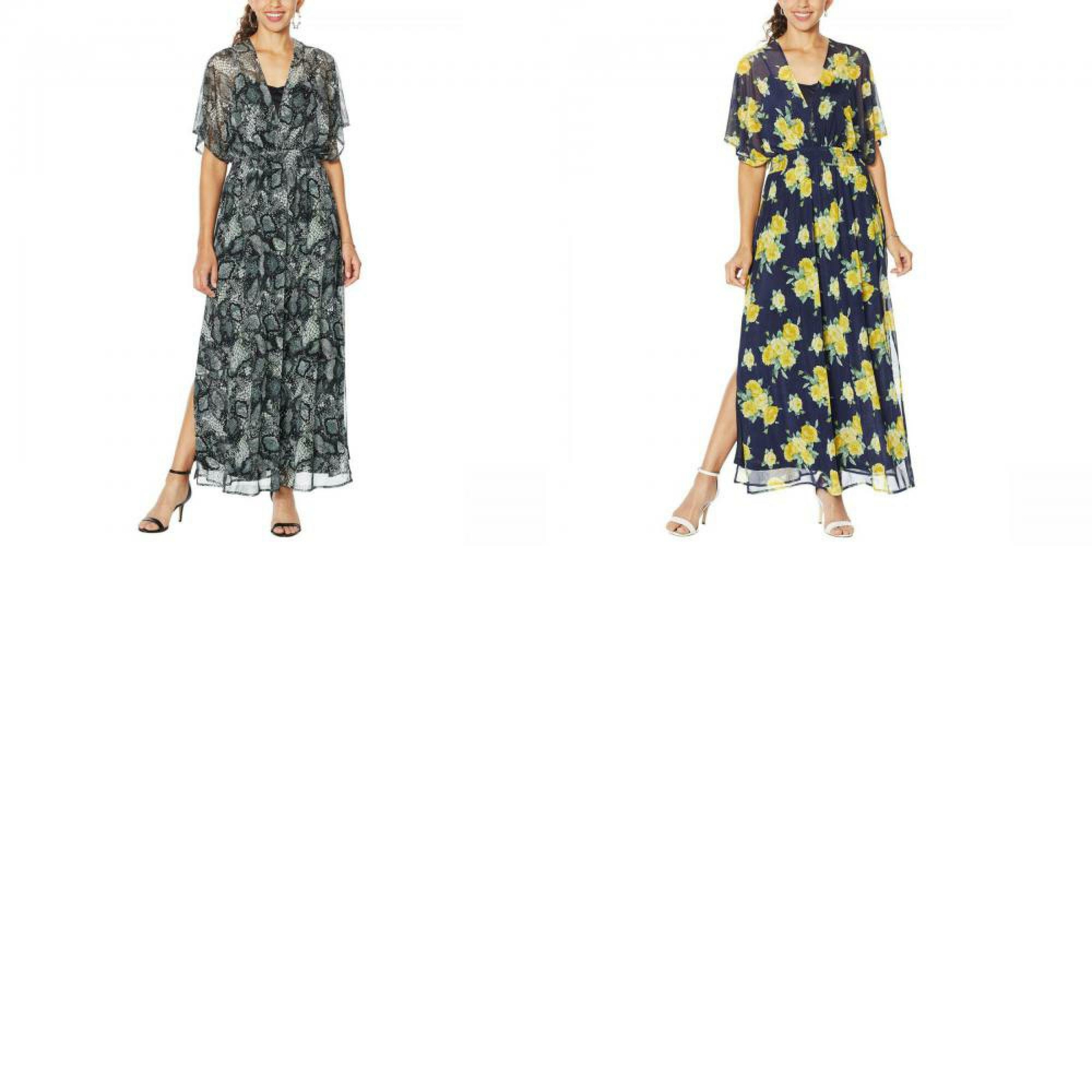 NWT Nina Leonard Womens Printed Powermesh Maxi Dress. 703734