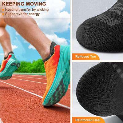 BULLIANT Men Running Socks 6Pairs-Ankle Athletic Socks Wicking Cushioned for ...