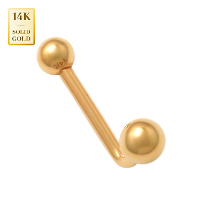 14K Solid Gold 5mm Ball L Shape Christina Vaginal Venus Genital Body Piercing14G