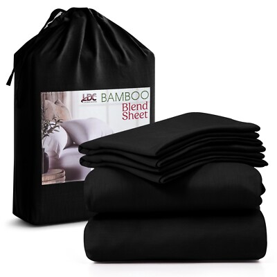 4-Piece Premium Bamboo Bed Sheet Set Deep Pocket Breathable Soft Bamboo Sheets