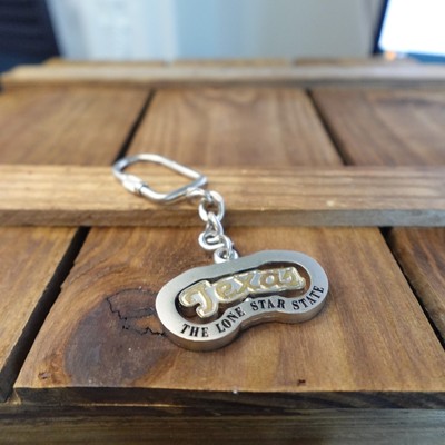Texas Keychain Keyring Silver Gold Tone Lone Star State Spinner Metal Vacation