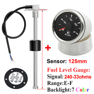 Fuel Level Gauge With Sender 0-190ohms Fuel Level Tank Meter 2''/52mm Universal