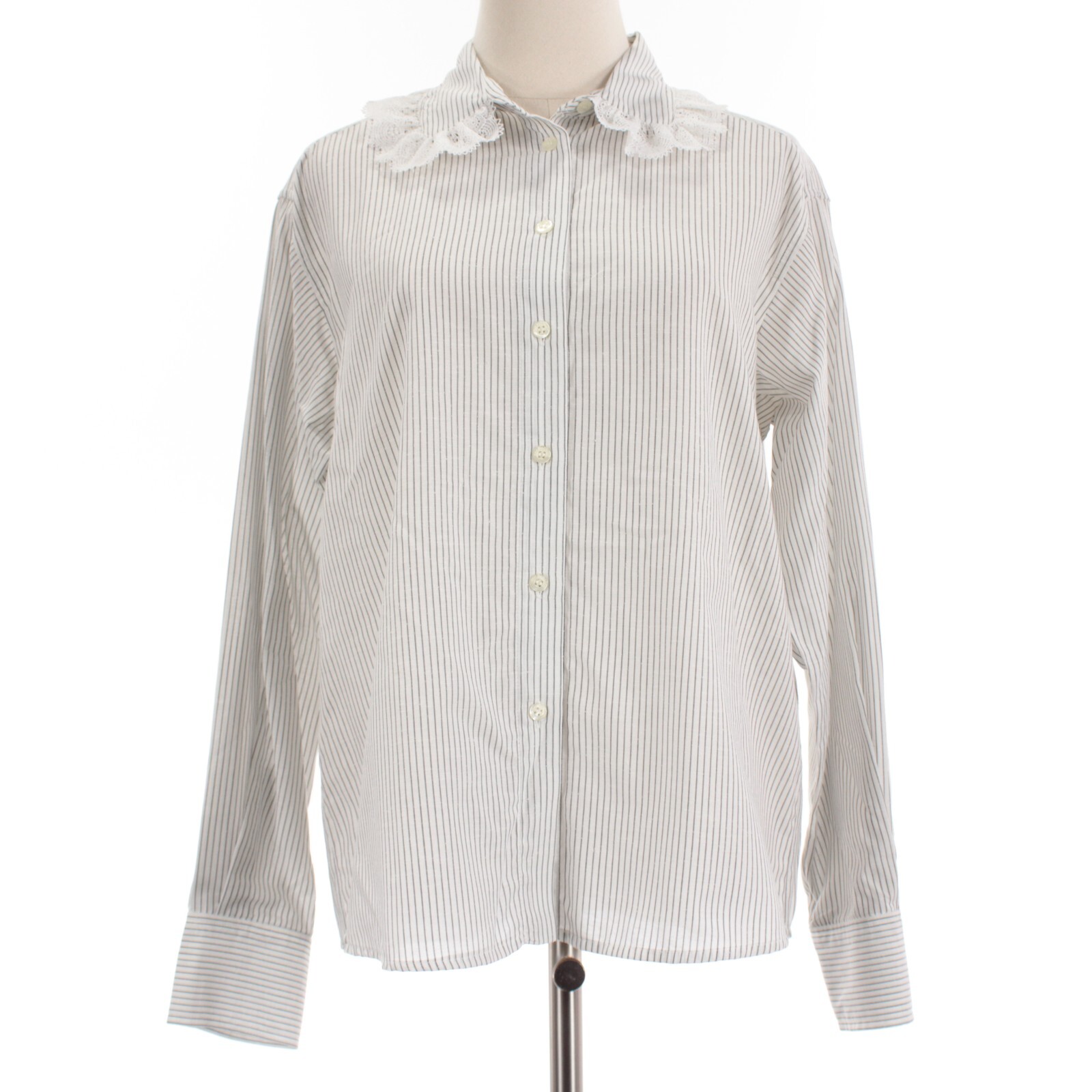 See by Chloe NWT Button Down Lace-Trim Striped Top Size 42