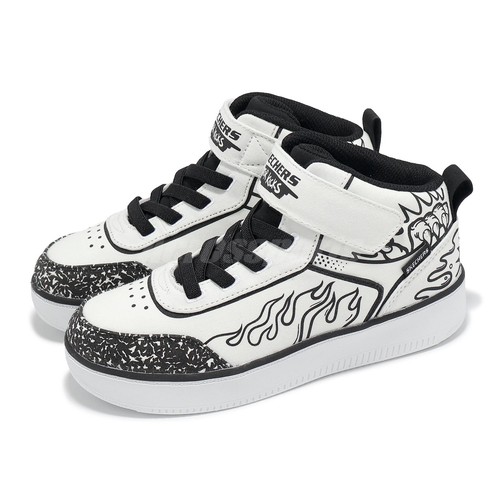 Skechers Sport Court 92-Color-BLITZ White Black Kid Preschool Casual 403500-LWBK