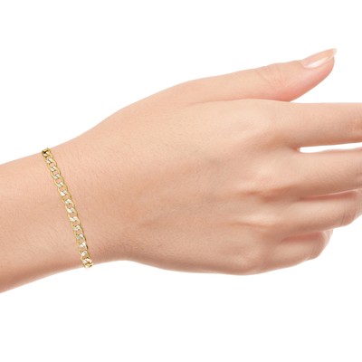 Pre-owned Nuragold 10k Yellow Gold Mens 5.5mm Diamond Cut White Pave Cuban Curb Chain Bracelet 8.5"