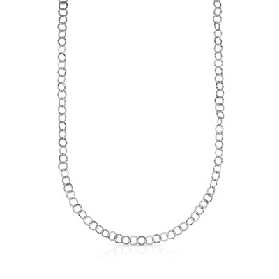 Sterling Silver Hammered Circle Link Chain Necklace and Bracelet, Flat Circle...