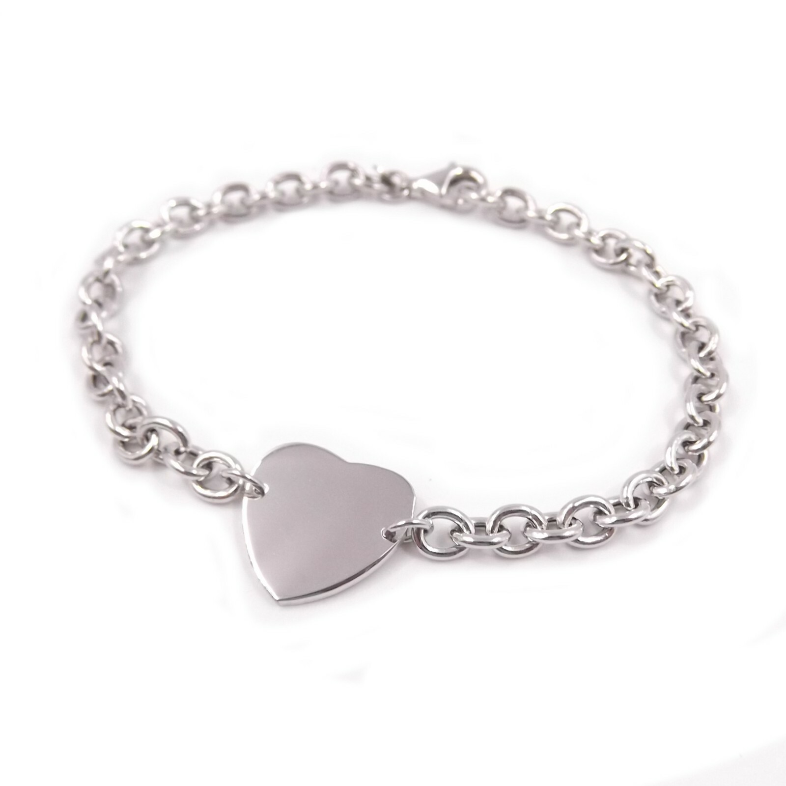 アクセサリー silver 925 love bracelet 925 Silver Bracelet With Shiny Central Heart, Elegant