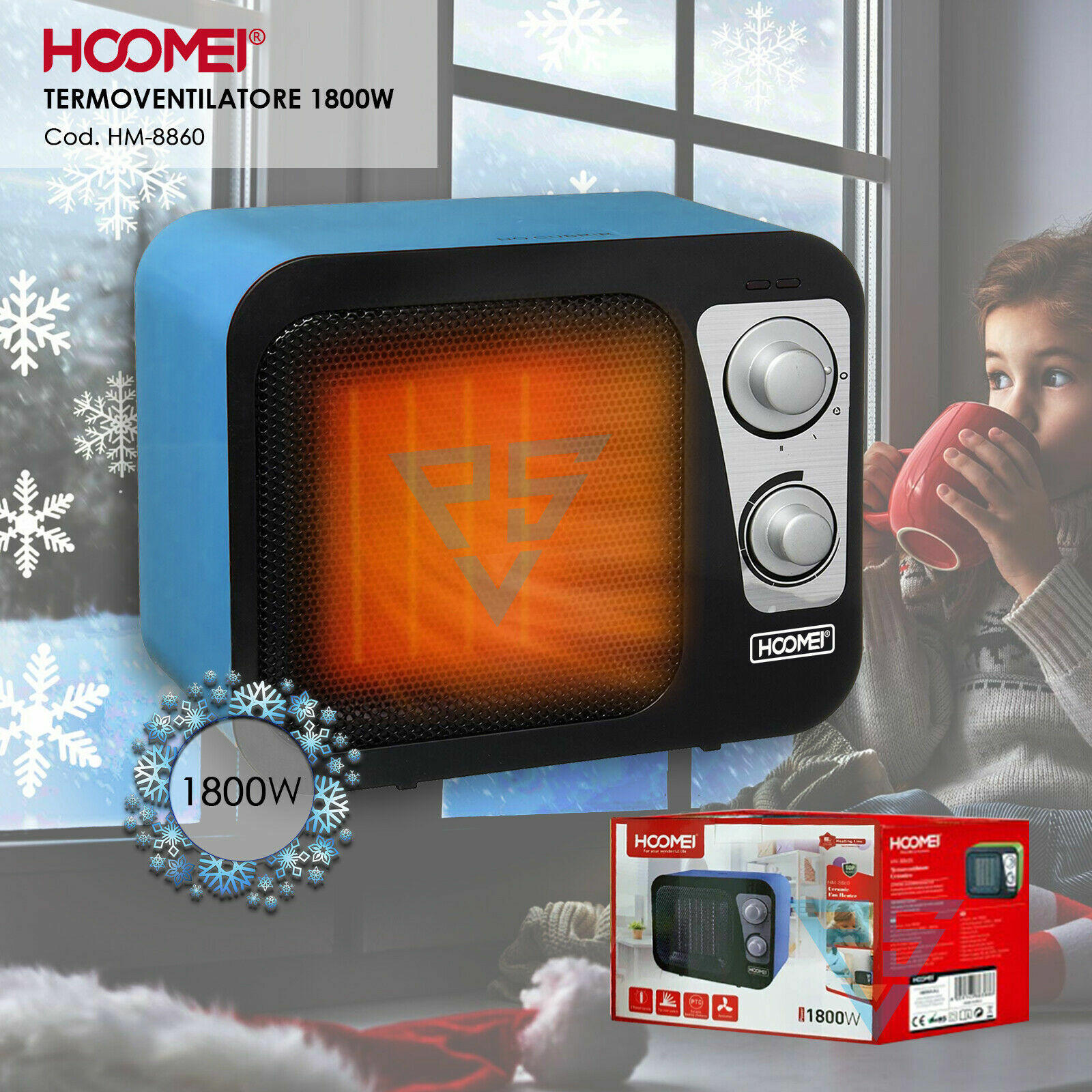 Stufetta Portatile Termoventilatore In Ceramica Ufficio Casa Hoomei Hm-8860