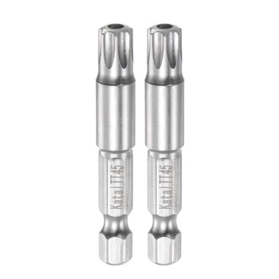2pcs TT45 Magnetic Security Star 7 Point Screwdriver Bit 1/4'' Hex Shank 2''