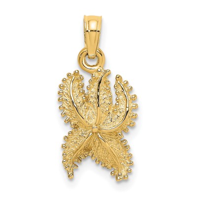 14k Yellow Gold Textured Starfish Pendant Charm