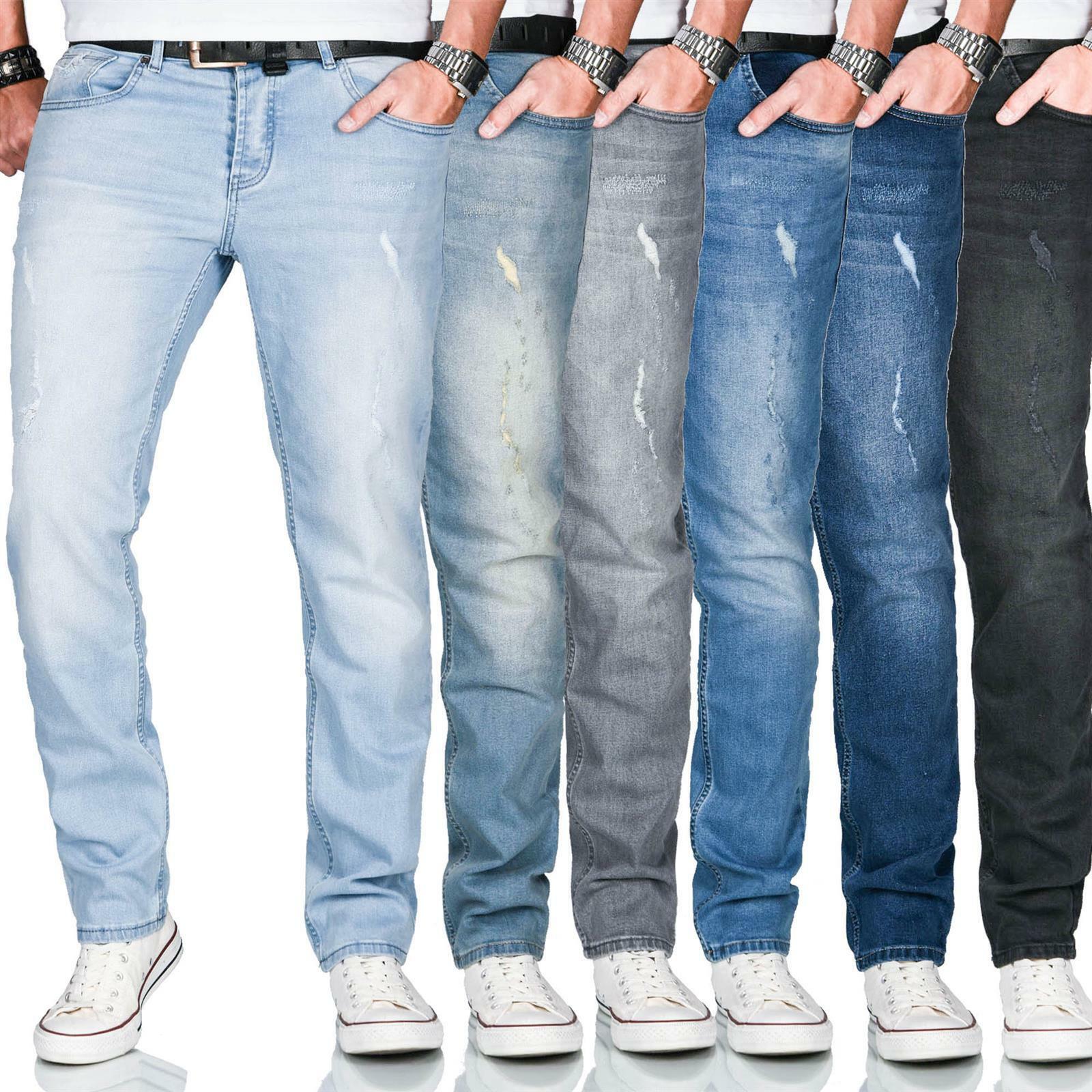 A. Salvarini Designer Herren Jeans Hose Regular Slim Fit Used Jeanshose Stretch