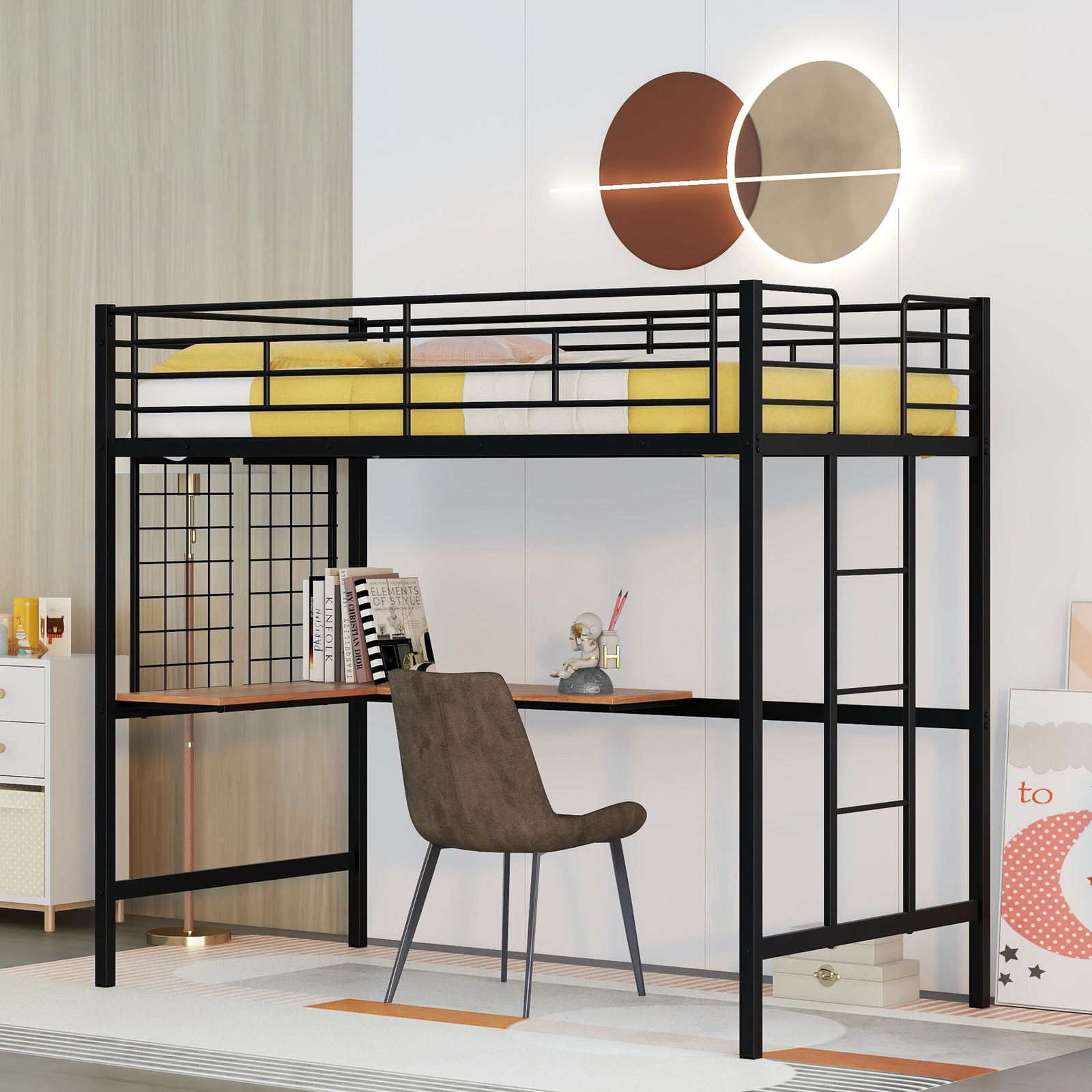 With Desk /ladder And Metal Grid Black