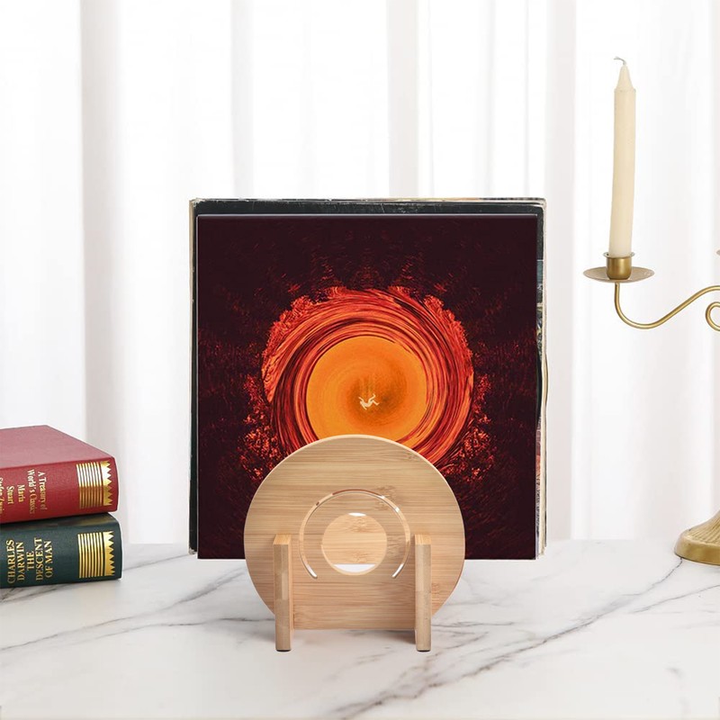 Bamboo Vinyl Record Holder Storage Organizer Stand Rack for 40-50PCS LPs Record
