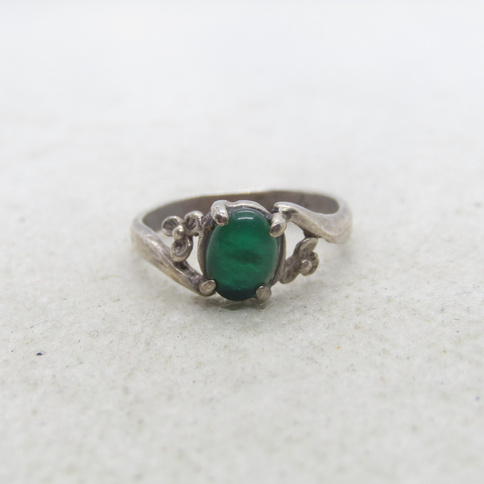 SILVER925 GREEN STONE RING/シルバー/リング CG Sterling Silver 925 Blue Green Stone Flower Accents Ring